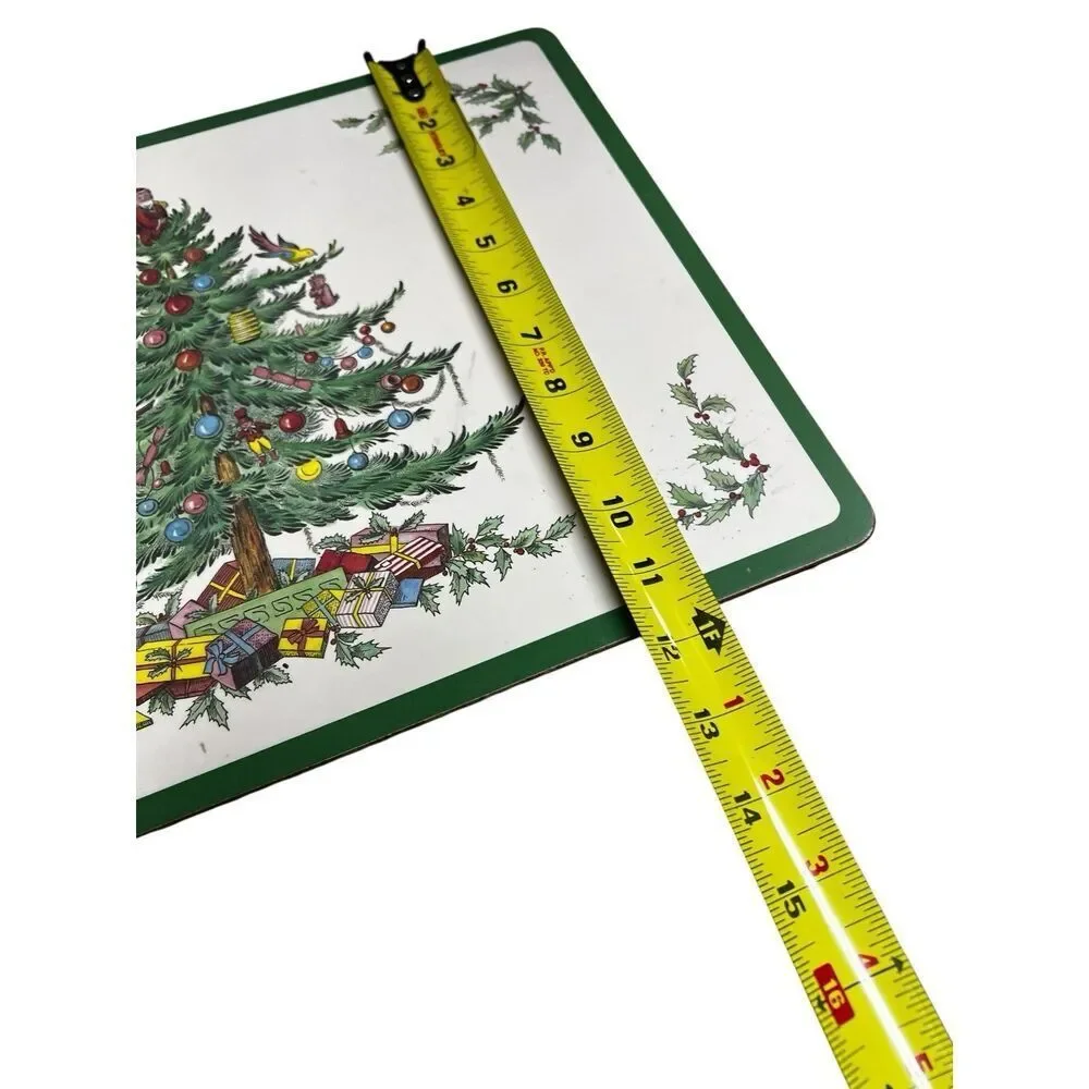 Vintage Spode Pimpernel Hard Cork Christmas Tree Place Mats Set of 4 - Picture 5 of 5